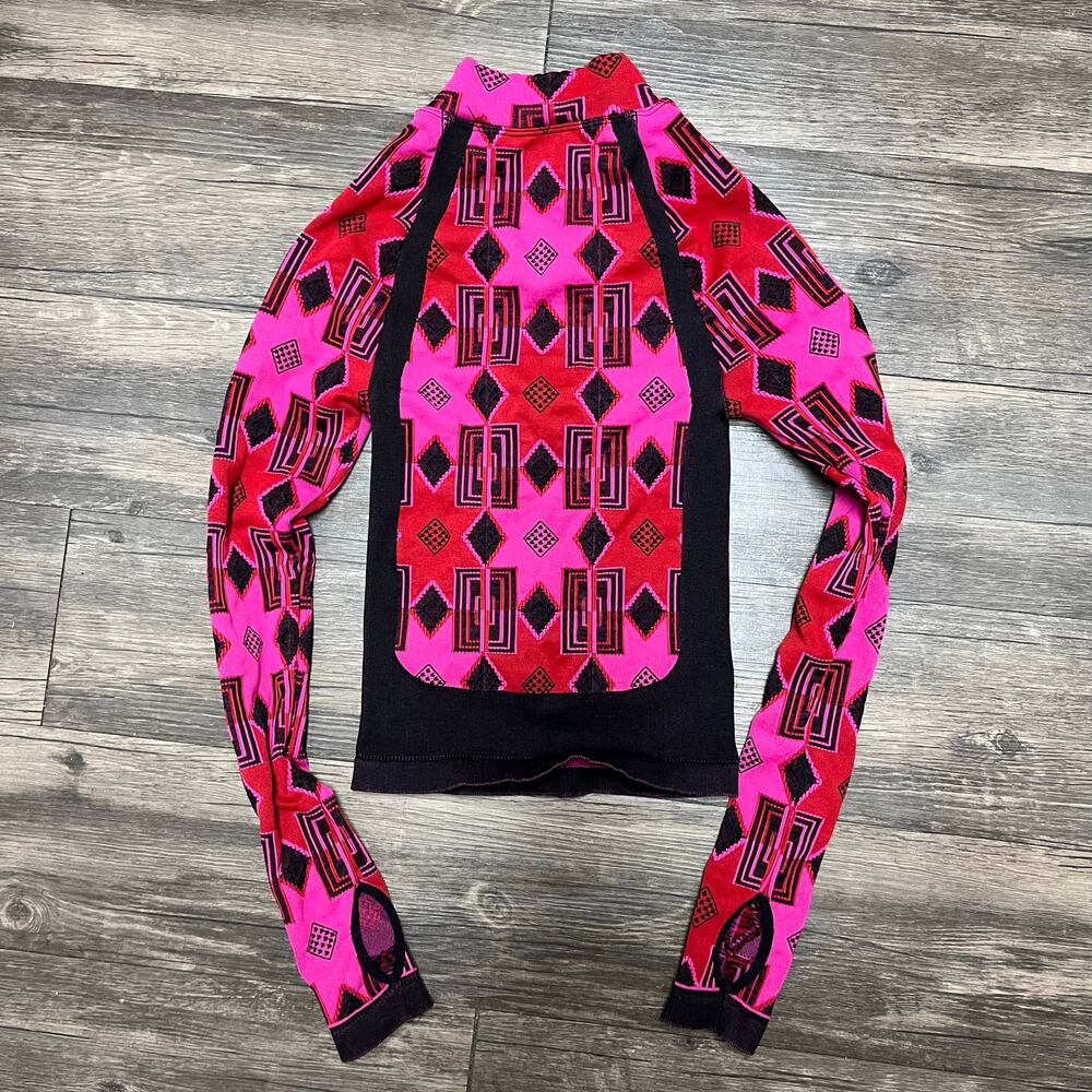 Free People Movement Stars From Mars Pink Geometric Half Zip Base Layer XS/S - Picture 3 of 7
